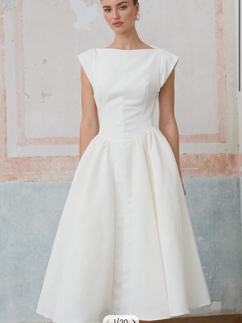 Miss Rosier Amandine White Open-Back Cap-Sleeve Midi Dress
